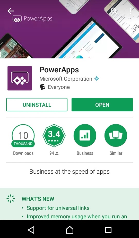 powerApps in Android