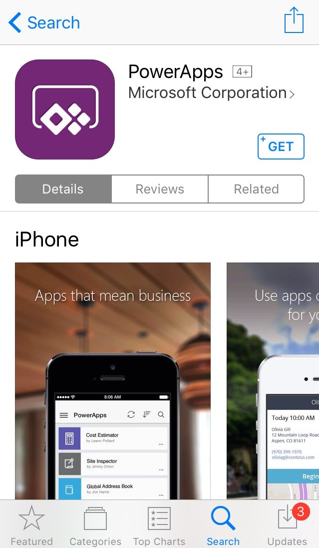powerApps in iOS